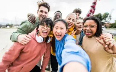 Group of students taking a selfie