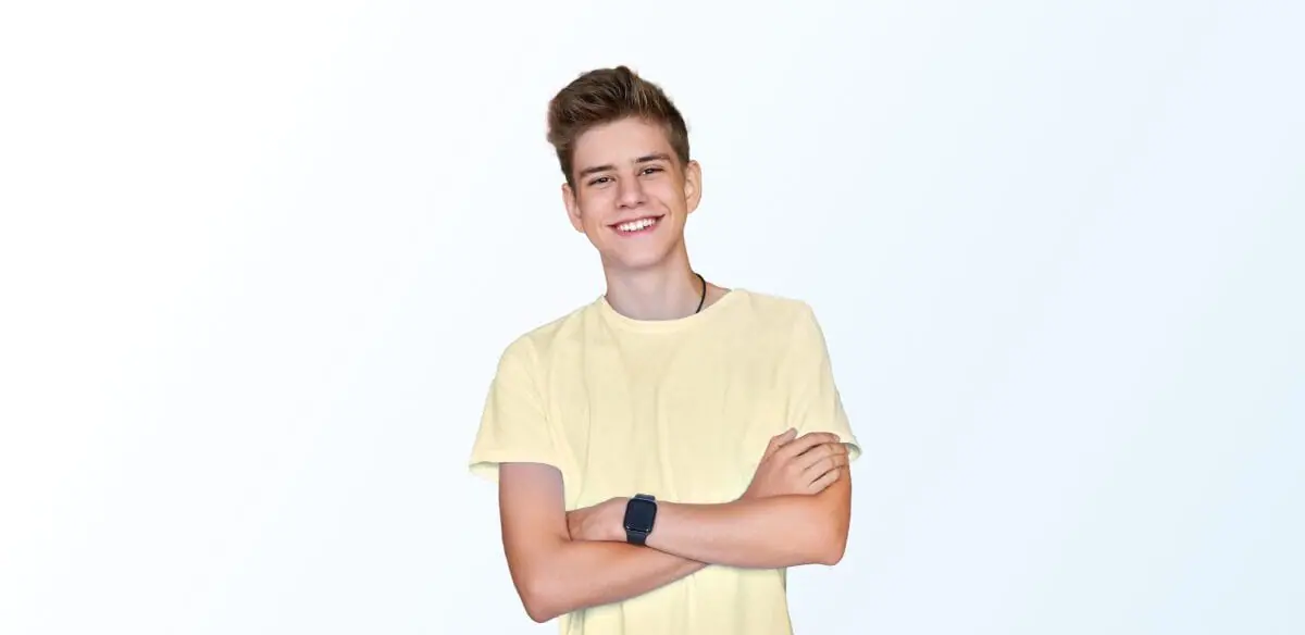 Student wearing a yellow shirt